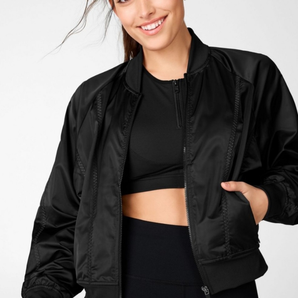 Black Athletic Bomber Jacket - image 4